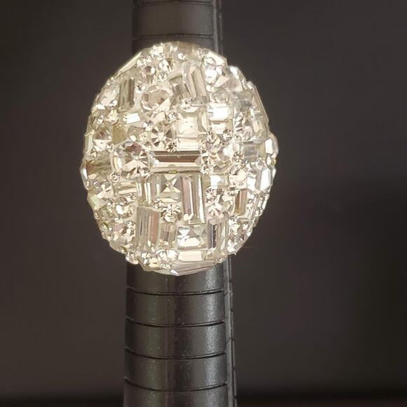 Kate Spade Brilliant Statements Ring Size 5‎ Baguette Rhinestones Silver Tone - Picture 1 of 10